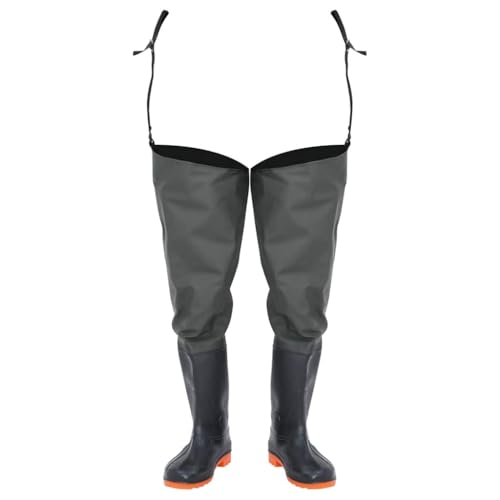 Vadeador impermeable con tirantes ajustables, botas de vadeo verde oscuro, talla 42, de poliéster recubierto de PVC, transpirables y resistentes para pesca, caza, trabajo en estanques y uso al aire