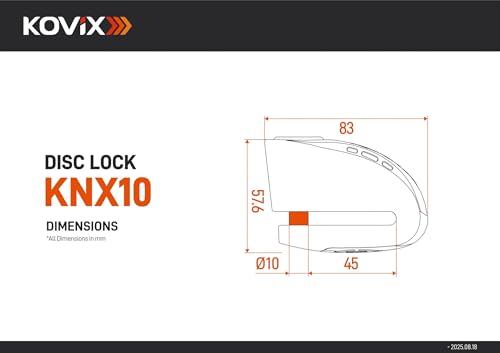 Image of KOVIX KNX10 Alarm Disc Brake Lock for Motorcycle 10mm Pin 3 Keys Heavy Duty Anti Theft Fluorescent Orange (Brushed Metal)