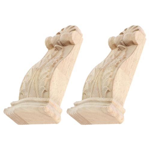 Capiteles tallados de madera maciza estilo europeo de 2 piezas para muebles