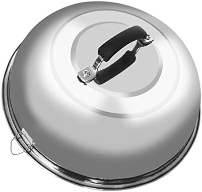 OLAMO 12" Lightweight Round Basting Cover,Stainless Steel Cheese Melting Dome,Grill Pan Steamer Lid with Heat Resistant Handles for Grilling/Kitchen Cooking/Restaurant Cooking