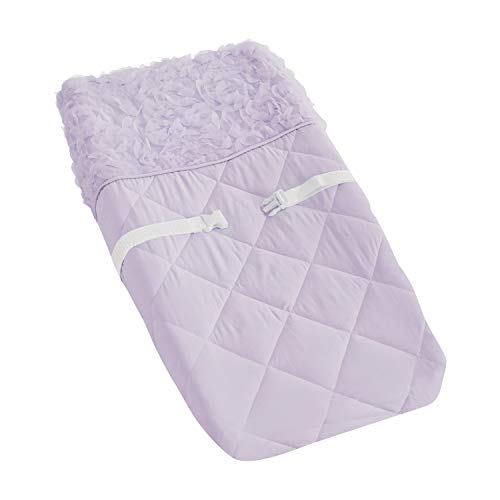 Image of Sweet Jojo Designs Purple Floral Rose Girl Baby Nursery Changing Pad Cover - Solid Light Lavender Flower Luxurious Elegant Princess Vintage Boho Shabby Chic Luxury Glam High End Roses