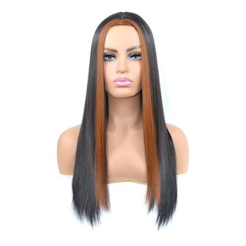 Perruque cheveux longs raides avec frange pour masquer l'implantation