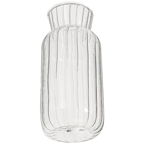 HEMOTON Florero De Vidrio Rayado Jarrones Transparentes De Escritorio Florero De Vela Jarrones Altos De Vidrio Jarrón De Arte Moderno Jarrón De Vidrio a Rayas Plantas Suculentas Cortadillo