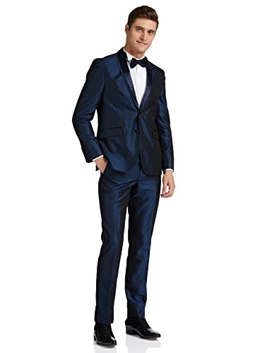 V Dot by Van Heusen Men's Poly Viscose Shawl Collar Suit (VDSU1E100273_Blue_36)