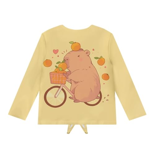 Xhuibop Girls Long Sleeve Shirts Size 5-12 Soft & Comfy Tie Knot Front Fall T-Shirts for Kids Graphic Tees 5