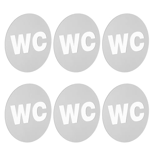 Cabilock 6 Letreros Autoadhesivos para Baño 12 CM Espejo Acrílico Plateado Señalización Unisex para Puertas de Aseo Público Oficina Hotel Decoración Pared Resistente y Fácil Limpieza