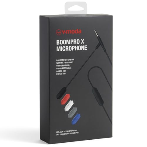 Image of V-MODA BoomPro X Microphone | for Gaming & Communication | Wired - 3.5 mm Jack | Flexible Boom | Clip-on Controller with Mute Button & Volume Wheel | Black