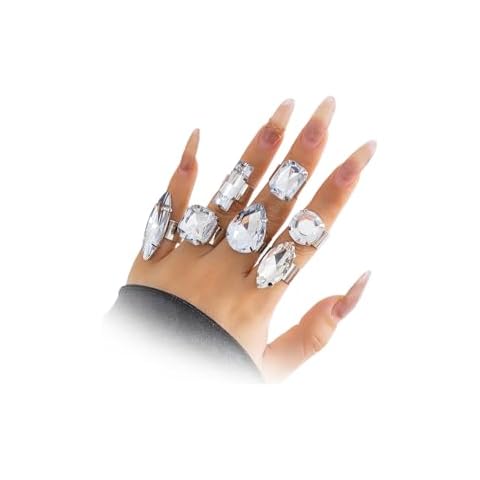 Uarein 7Pcs Crystal Knuckle Rings Set Cover