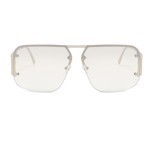 Women Trendy Large Aviator Sunglasses Men Retro Metal Rimless Square Frame UV400 Lens2