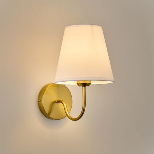 Image of Modern Gold Hardwired Wall Sconces Lighting Fixture, E26 Industrial Vintage Gold Wall Light Set of 2 Pack Wall Lamp Bathroom Decor for Bedroom Living Room, Brass Finish Sconces