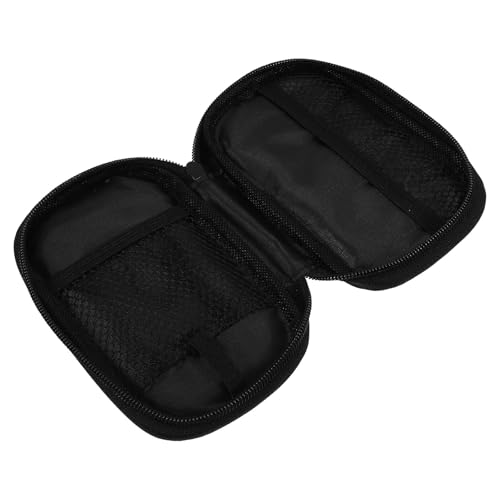 YOSADIER Trousse de Rangement Rigide pour Glucomètre et Tensiomètre Pochette Noire en Tissu Ferme Compacte et Légère Organisateur de Voyage Pratique pour Accessoires Diabétiques