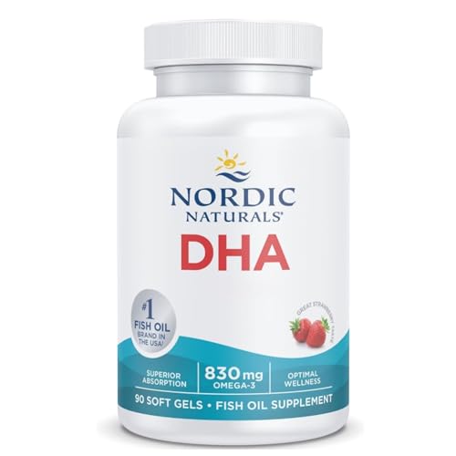 Nordic Naturals DHA 830mg Omega 3 Capsules High Strength Omega 3 Fish Oil with EPA and DHA Strawberry Flavour 90 Softgels Lab-Tested Soy-Free Gluten-Free