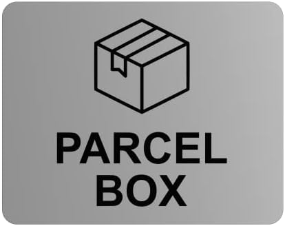 Parcel Box Adhesive Sign - Notice For Deliveries, Delivery Drivers, Packages, Post, Leave Parcel Here (size 12cm x 10cm) Never Loose Your Delivery Again. (Silver)
