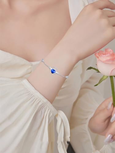 Claddagh Bracelet 925 Sterling Silver Irish Claddagh Bracelet with 12 Months Heart Birthstone Irish Good Luck Jewelry Gifts for Women2