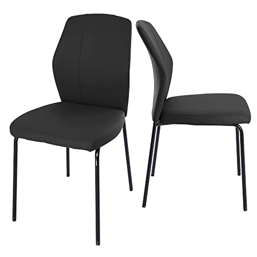 Juego de 2 sillas de comedor modernas, con patas de metal y piel sintética, para cocina, salón, con certificado SGS.