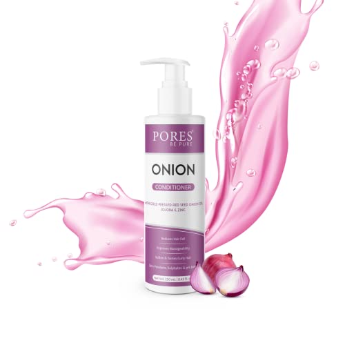 Image of PORES Be Pure Onion Hair Conditioner | Red Onion & Zinc for Thicker, Stronger Hair | Reduces Hair Fall & Frizz | Deep Nourishment for Dry, Weak Hair | Unisex - (250 ml X 2)