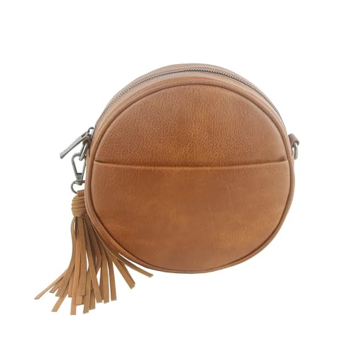 Le Miel Mini Round Tassel Charm Vegan Leather Crossbody Shoulder Sling Bag for Women