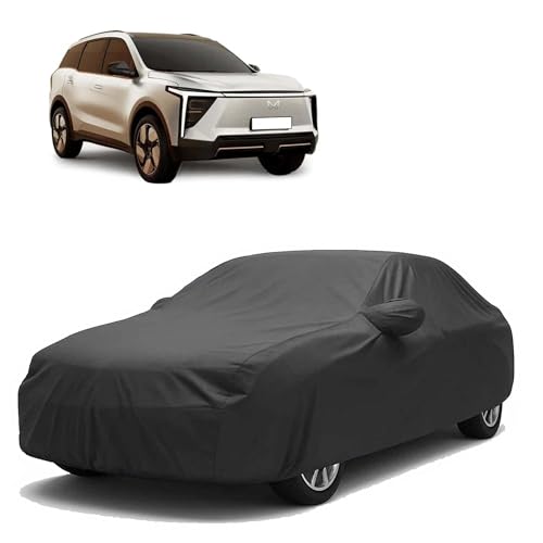 Image of Sulfar 100% Water Resistant Car Body Cover Compatible with Mirror for Mahindra XEV 9S (Triple Stitched, Full Bottom Elastic, Dark Grey)