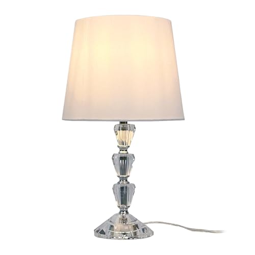 Lampe de Table Relaxdays, Pied en Verre & Abat-Jour Tissu, E27, H x P: 40,5 x 23 cm, Design...