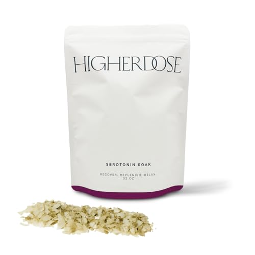 HigherDOSE Serotonin Soak Magnesium Bath Salts – Natural Detox and Muscle Recovery with Magnesium Flakes, Algae + Apple Cider Vinegar – Luxurious Bath Salt Infused with Relaxing Essentials Oils