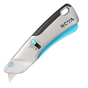 Nova Squeeze Trigger Utility Knife and Heavy Duty Box Cutter, Self Retractable Safety Knife, Ergonomic Aluminum Body, Safety-Lock Design, Durable and Safe