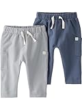 Little Planet by Carter's Baby 2-Pack Pants Made with Organic Cotton, Blue/Gray, 3M