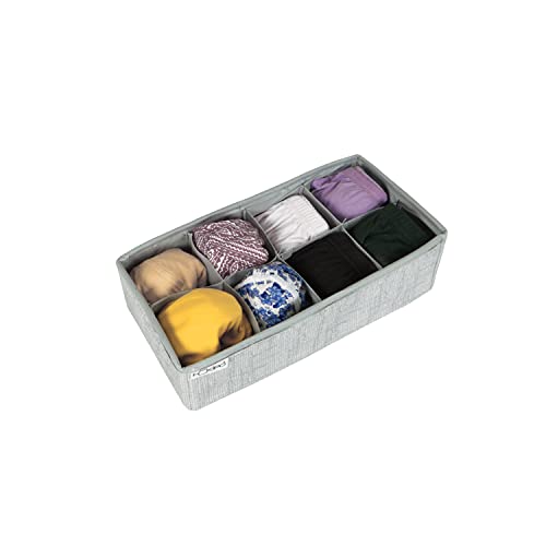 Image of HOKIPO Non-Woven Fabric Undergarment Organizer Storage Box for Drawers Bra Panty Socks Tie Lingerie Organizer for Wardrobe, Grey, 8 Grids (IN-334-GRY)