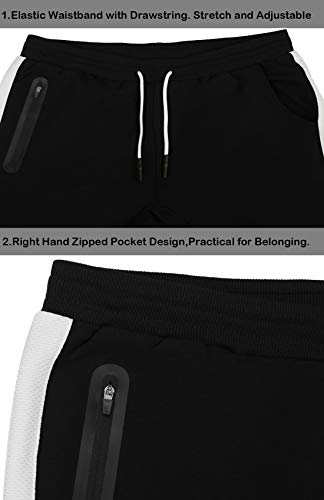 Susclude Calça de ginástica masculina skinny com cordão e bolsos, Preto, Large