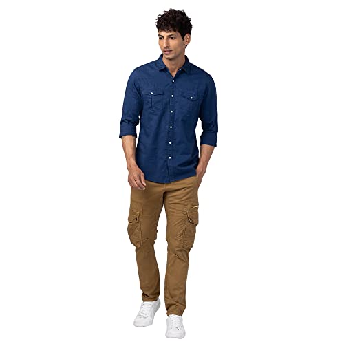 Image of Spykar Men's Slim Fit N /A Full Sleeve Solid Casual Shirts