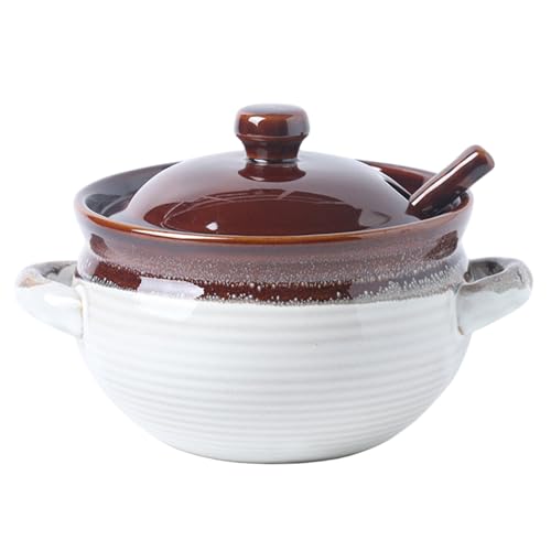 Vasijas para Sopa de Cebolla Francesa, Tazones de Sopa de Cebolla Francesa de Cerámica de 1000 Ml con Asas, Tazones para Servir Apto para Horno para Chile, Estofado de Carne, Cereales, Empanadas