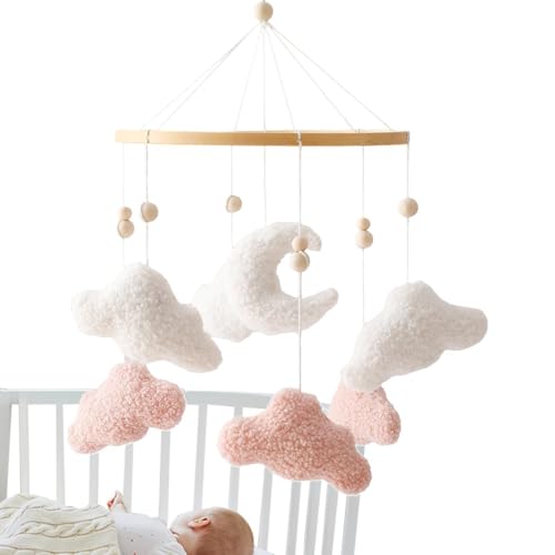 Crib Mobile Plush Toys - Cloud Soft Hanging Mobile, Neutral Crib Ceiling Mount, Cute Nursery Mobiles For Kids Girls Boys, Car St