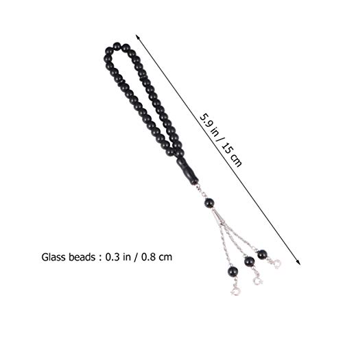 Healifty Muslim Prayer Beads 33 Exotic Glass Tasbih Bracelets Meditation Rosary Jewelry for Islamic Women Men Black