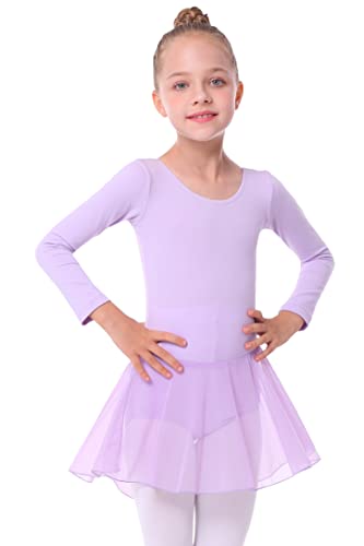 Girls Long Sleeve Ballet Leotards Skirt Toddler Dance Gymnastics Kids Team Basic Ballet Dresse2