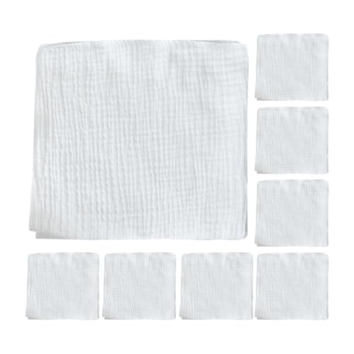 Beavorty Newborn Baby Diapers 8 Cotton Burp Cloths Washcloths Reusable Nappies Soft Cotton White 43 * 45cm