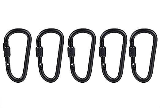 Stealodeal Black Carabiner Aluminium Screw Locking Spring Clip Hook Outdoor D Shaped Carabiner