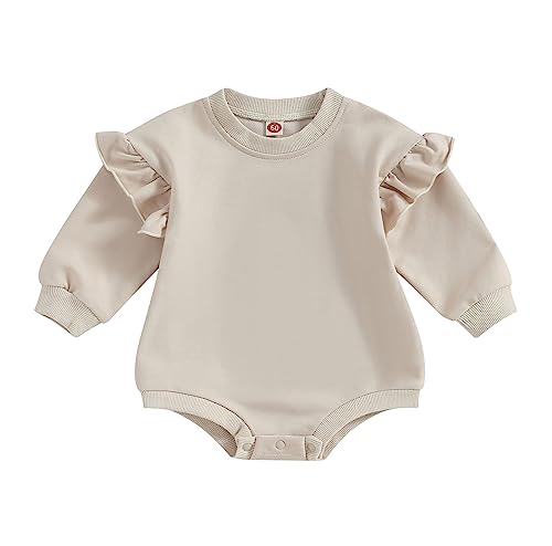 Unisex Baby Boy Girl Bubble Romper Color Block Short Sleeve Oversized Pocket T-Shirt Bodysuit Top Summer Clothes (Long Apricot, 3-6 Months)