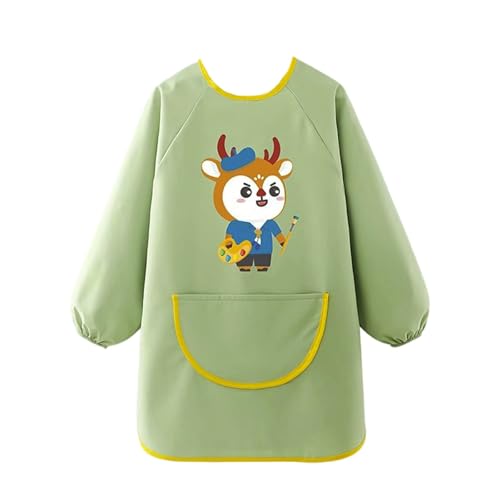 Camisa de Niño-Delantal Manga Larga Niños Pequeños Mono Protector Artistas Fácil Usar Lavable Guardapolvo Creativo Impermeable Reutilizable Ajuste Cómodo (Light Green, M80-100)