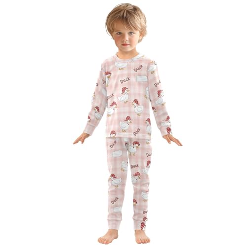 Pajama Sets Long Sleeve Duck Pattern with Hats Soft Comfy Sleepwear 2 Piece PJS 3-8T2