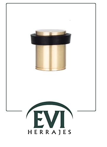 Evi | Doorstop | 0.8'' X 0.98'' | Threaded Base | Black Natural Silicone Rubber | Matte Finished Brass | Includes Screw + Fastening Plug | Pack 2X Model I-180-Mt #TOP5