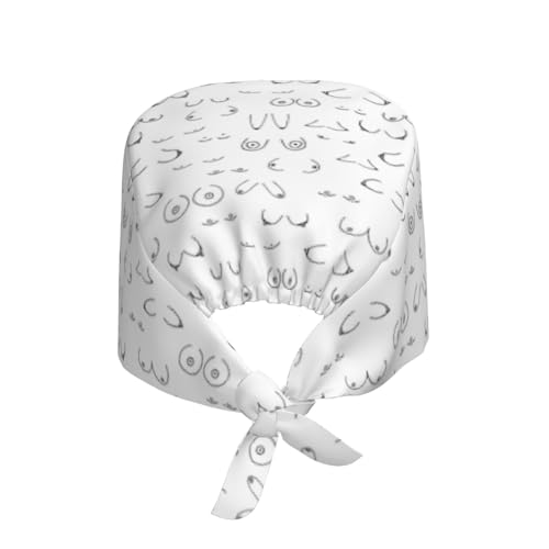 Image of Working Cap Scrub Cap with Sweatband Adjustable Unisex Women Tie Back Hat Nurse Surgical Caps