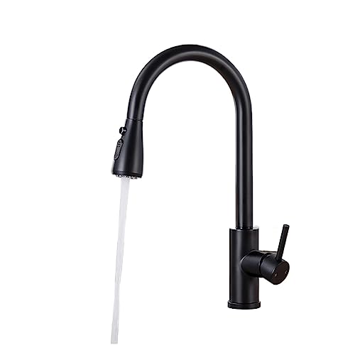 キッチン混合水栓、 キッチン蛇口 ステンレススチール 引き出し式 センサー タッチコントロール 温水 冷水 マルチカラー(Black No Sensor B)