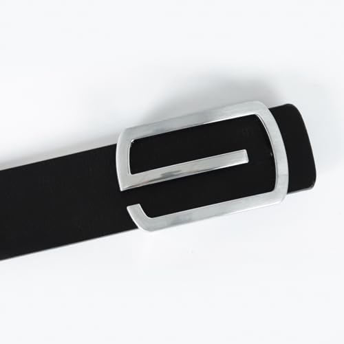 Image of Aurolran Men&Womens Leather Dress Belt Business Automatic Buckle Belt Color-Black Silver Gold