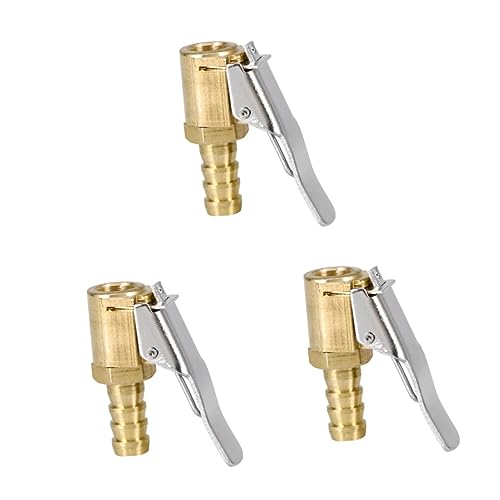 iplusmile 3pcs Tire Inflator Valve 6mm Brass Tyre Clamp Car Tyre Clamp Pneumatic Pump Connector Air Chunk Connector