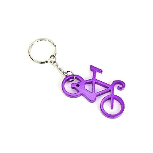 Preisvergleich Produktbild 1PC Fahrrad-Form Aluminium-Bierflasche-Öffner-Werkzeug Schlüsselanhänger Fahrrad-Flaschenöffner mit Schlüsselanhänger Lila