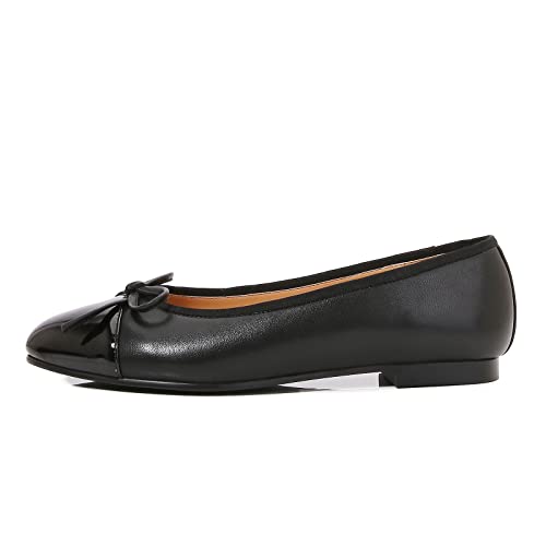 Image of Women's Cap Toe Ballet Flats Two Tone Bow Flats Round Toe Shoes for Women Slip on Casual, Work, Dress Flats Pumps for Women