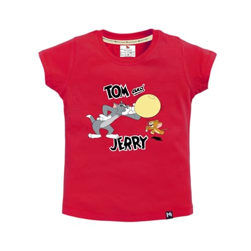 Image of Amazon Brand - Jam & Honey Baby-Girls Half Sleeve Graphic Printed T-Shirt | Round Neck | Regular Fit | Cartoon Characters (Available from 1-14 Years) (Pack of 3)
