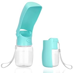 Nepfaivy Trinkflasche Wasserflasche Hunde für Unterwegs – 350ml Auslaufsichere Hundetrinkflasche mit Faltbarem Trinkfutterautomat, Tragbare Hundewasserflasche für Kleine Hunde zum Wandern und Reisen