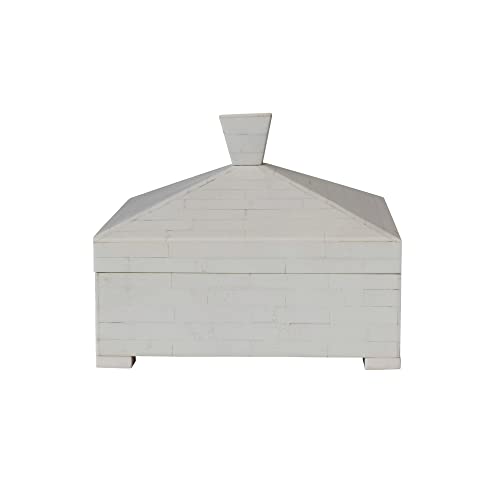 Creative Co-Op Decorative Storage Pyramid Lid And Knob, Ivory Box #TOP20