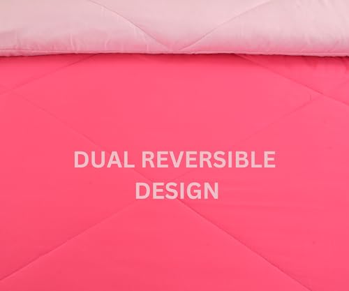 Image of Galaxy Home Decor Premium Microfibre Reversible Comforter | Ultra-Soft, Lightweight & All-Season Warm Quilt | Cozy AC Blanket for Single Bed 60 inch x 90 inch | 220 GSM, Pink & Rose Pink