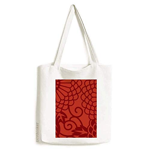Bolsa de lona estilo chinês japonês com estampa de flores asiáticas, bolsa de compras casual
